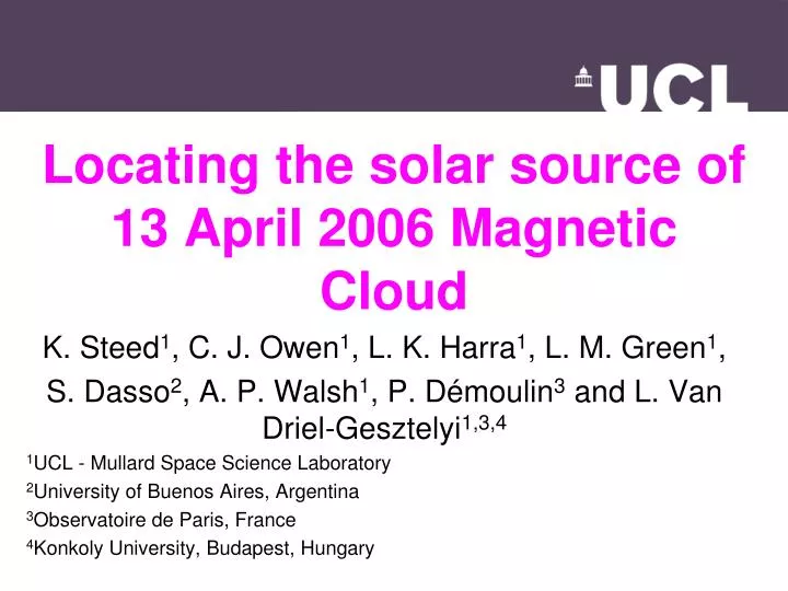 locating the solar source of 13 april 2006 magnetic cloud