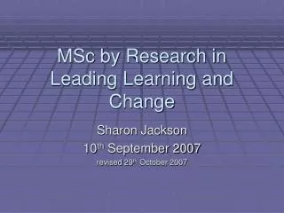 MSc by Research in Leading Learning and Change