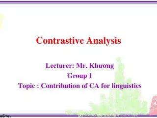 Contrastive Analysis