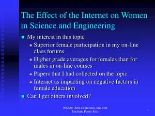 The Effect of the Internet on Women in Science and Engineering