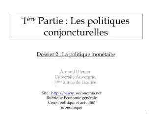 1 re partie les politiques conjoncturelles