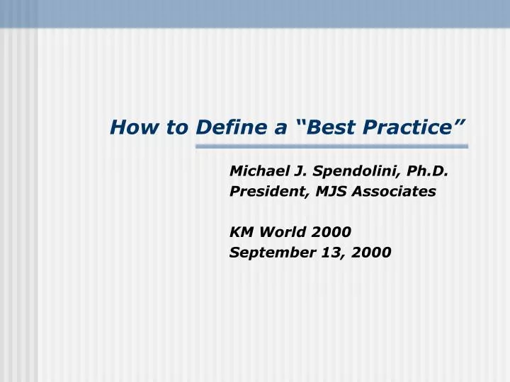 how to define a best practice