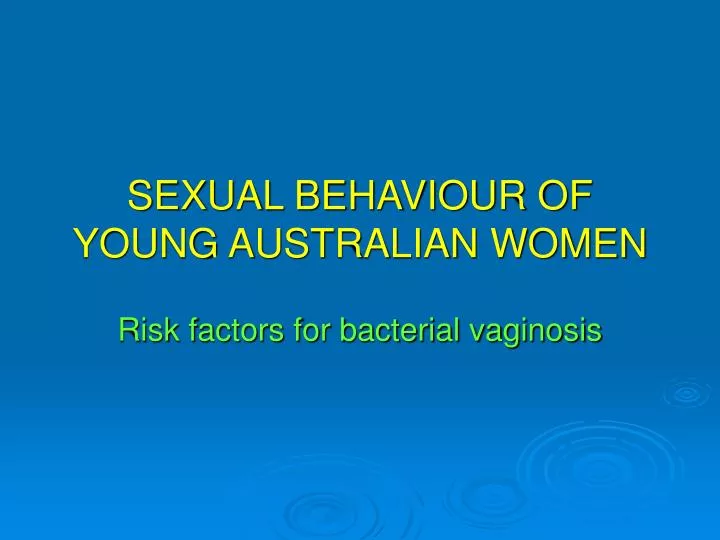 sexual behaviour of young australian women