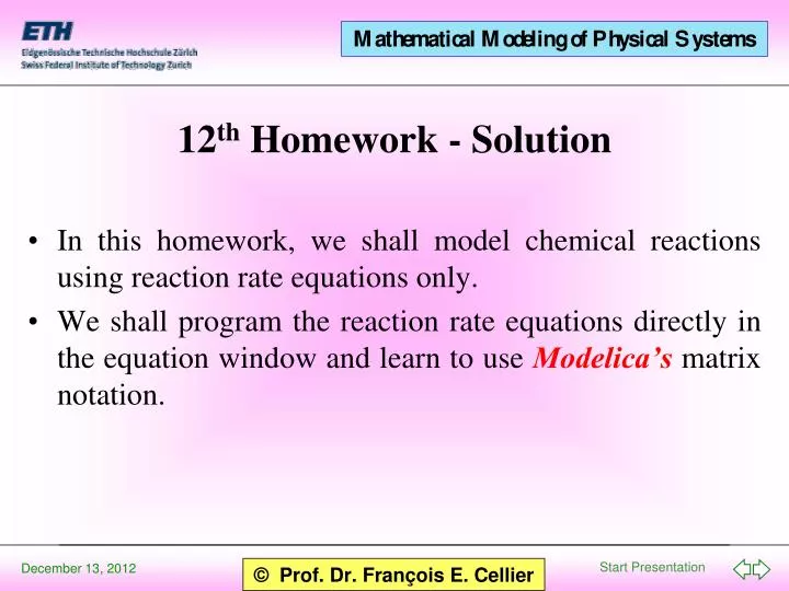 12 th homework solution