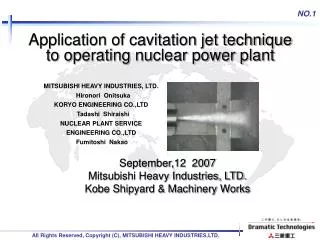 Application of cavitation jet technique to operating nuclear power plant