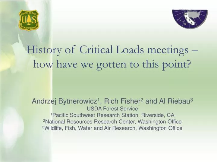 history of critical loads meetings how have we gotten to this point