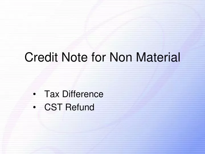 credit note for non material