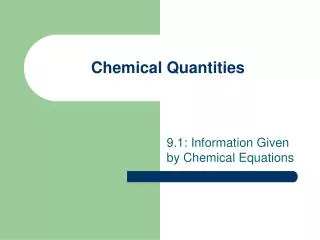 Chemical Quantities