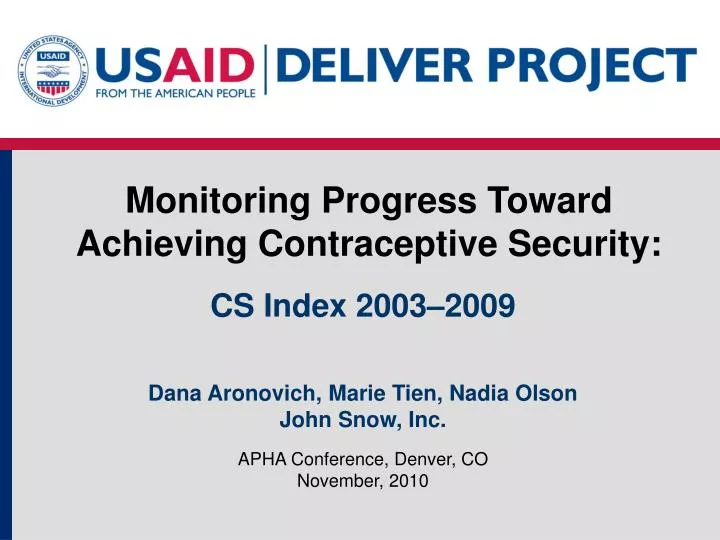 monitoring progress toward achieving contraceptive security