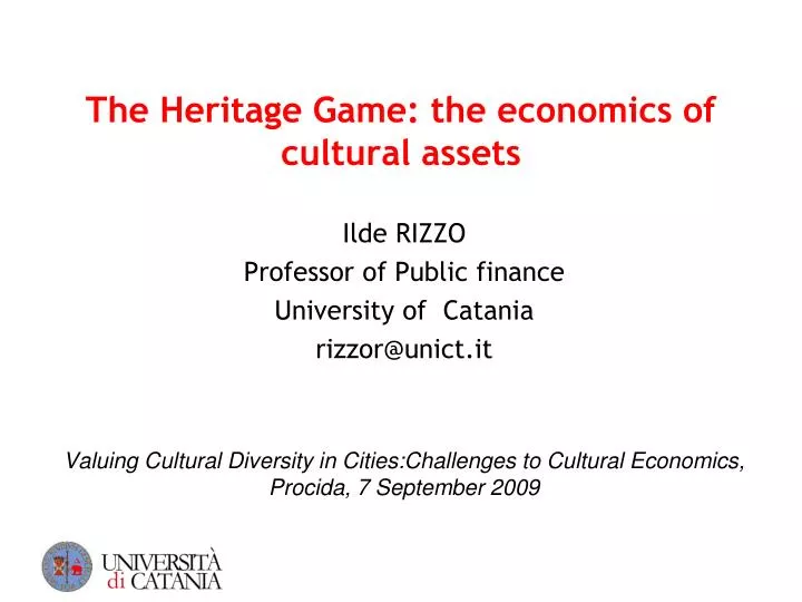 the heritage game the economics of cultural assets
