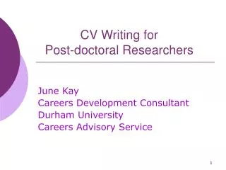 CV Writing for Post-doctoral Researchers