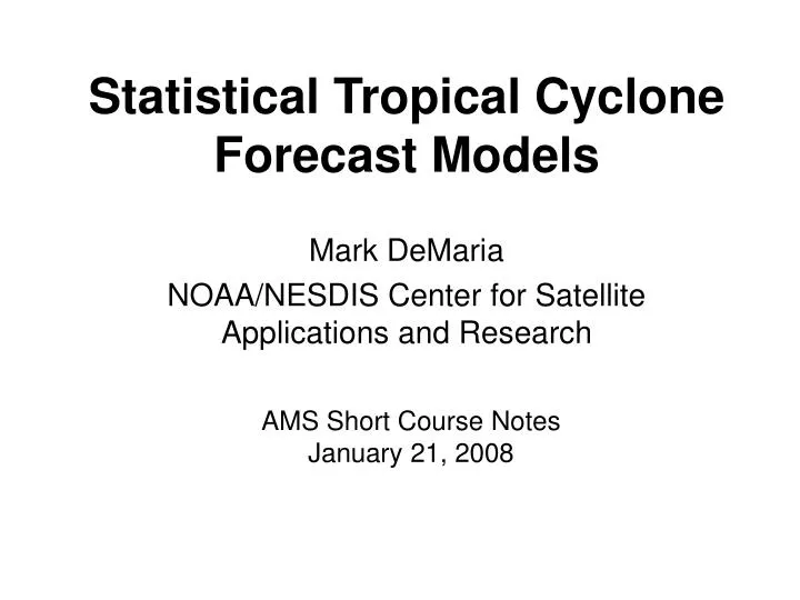 statistical tropical cyclone forecast models