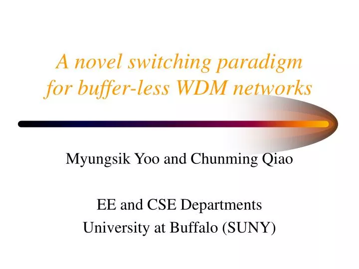a novel switching paradigm for buffer less wdm networks