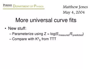 More universal curve fits