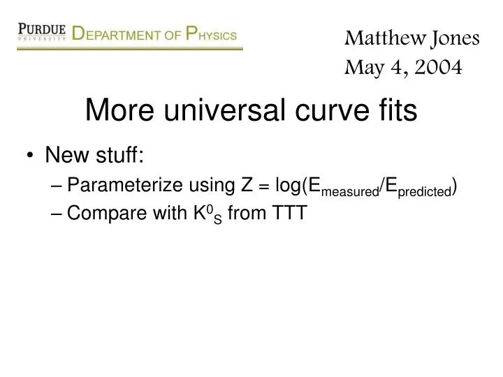 more universal curve fits