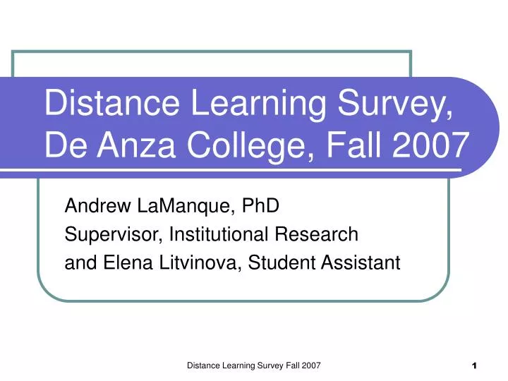 distance learning survey de anza college fall 2007