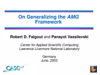 On Generalizing the AMG Framework
