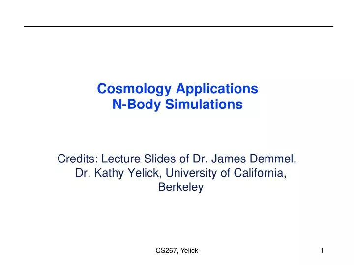 cosmology applications n body simulations
