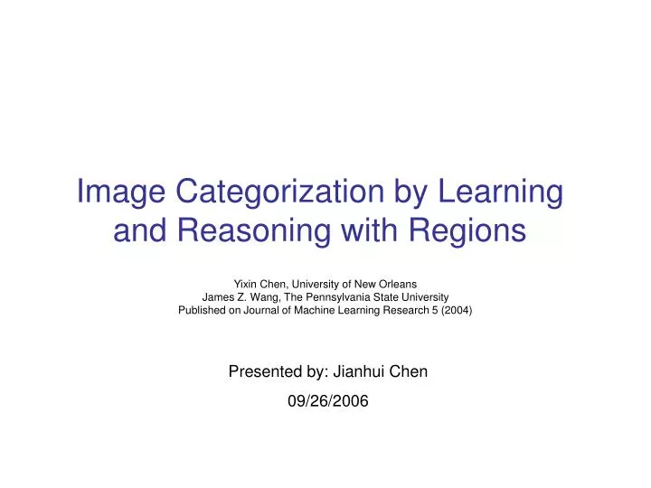 image categorization by learning and reasoning with regions