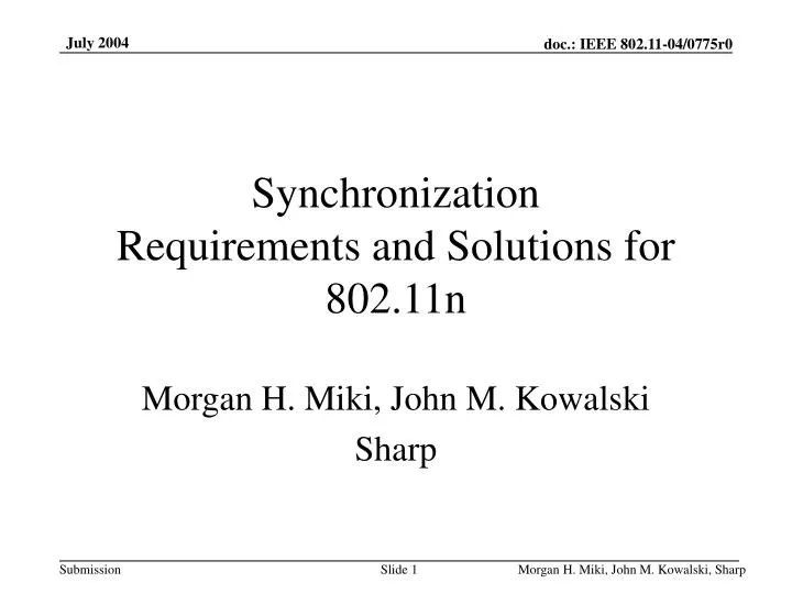 synchronization requirements and solutions for 802 11n