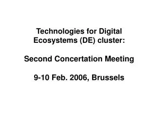 Agenda of the Parallel Sessions (9 February 2006)