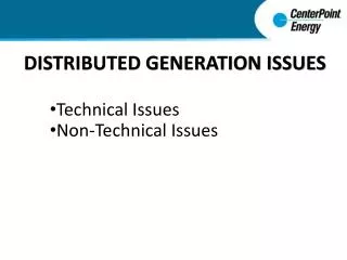 DISTRIBUTED GENERATION ISSUES