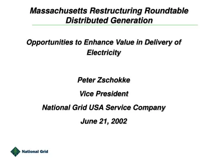 massachusetts restructuring roundtable distributed generation