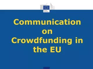 Communication on Crowdfunding in the EU