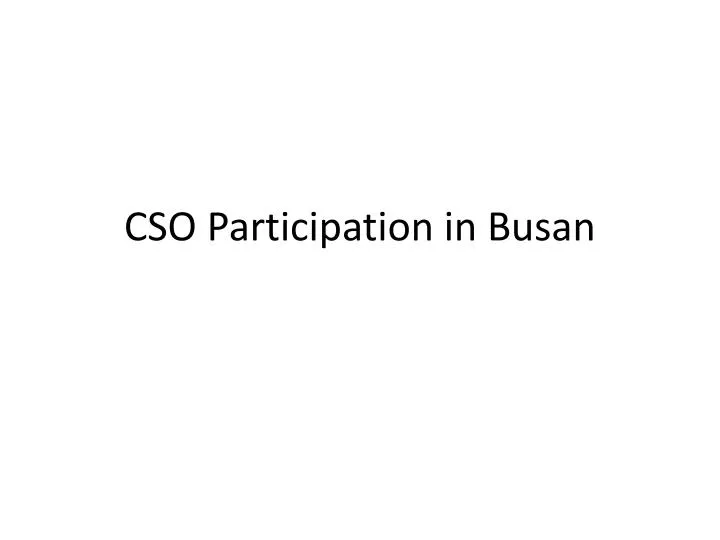 cso participation in busan