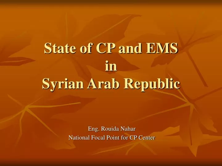 state of cp and ems in syrian arab republic