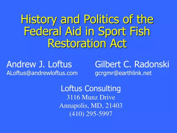 history and politics of the federal aid in sport fish restoration act