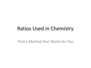 Ratios Used in Chemistry