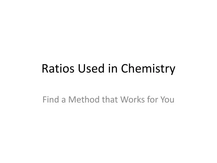 ratios used in chemistry