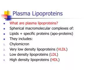 Plasma Lipoproteins