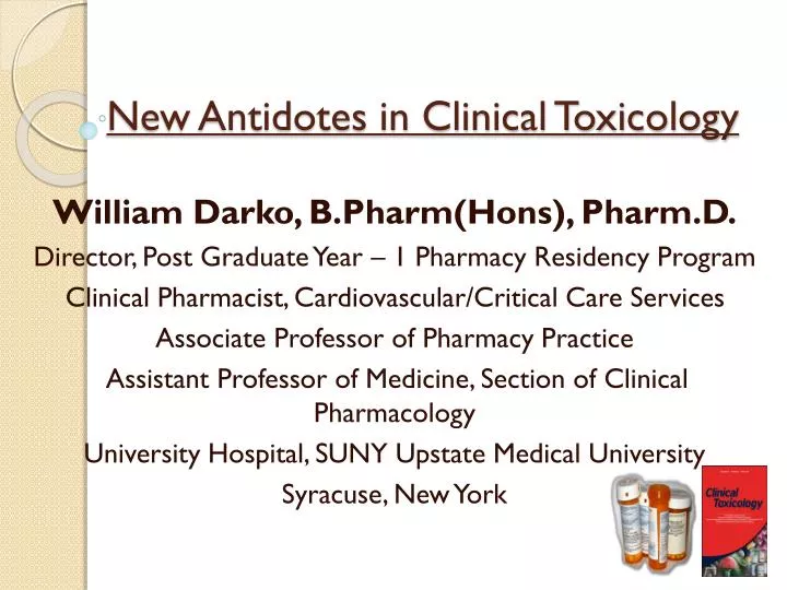 new antidotes in clinical toxicology