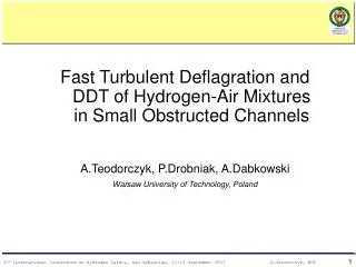 Fast Turbulent Deflagration and DDT of Hydrogen-Air Mixtures in Small Obstructed Channels