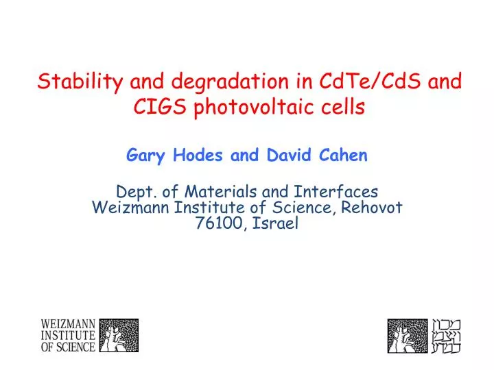 stability and degradation in cdte cds and cigs photovoltaic cells