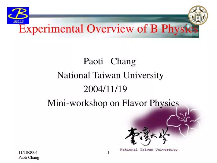 experimental overview of b physics