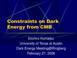 Constraints on Dark Energy from CMB