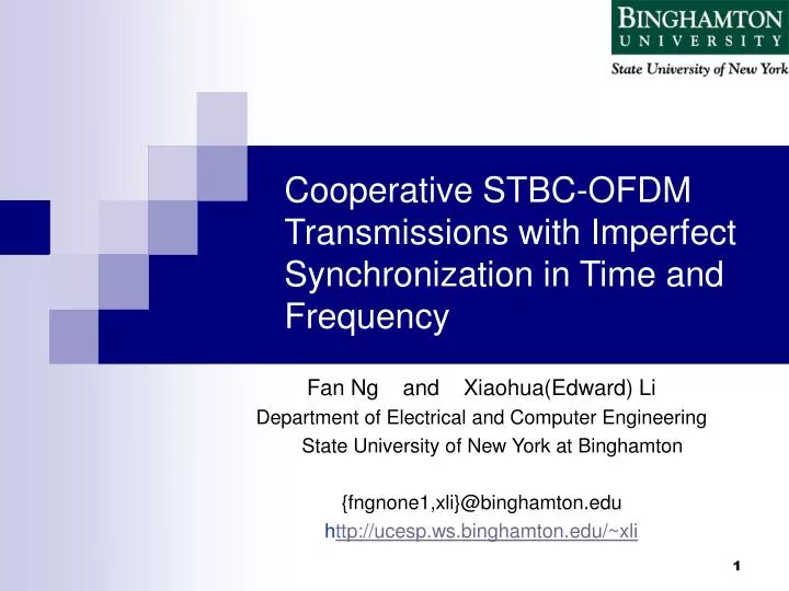 cooperative stbc ofdm transmissions with imperfect synchronization in time and frequency