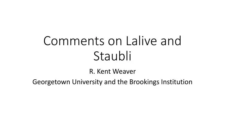 comments on lalive and staubli