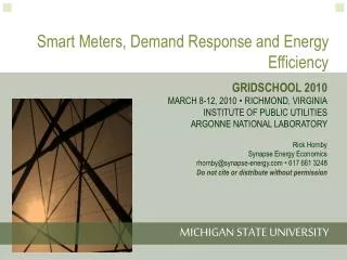 Smart Meters, Demand Response and Energy Efficiency