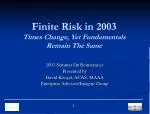 Understanding Finite Risk Reinsurance: Insights from David Koegel's 2003 Seminar - slide 1