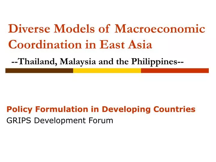 diverse models of macroeconomic coordination in east asia thailand malaysia and the philippines