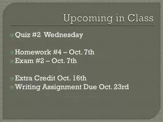 Upcoming in Class