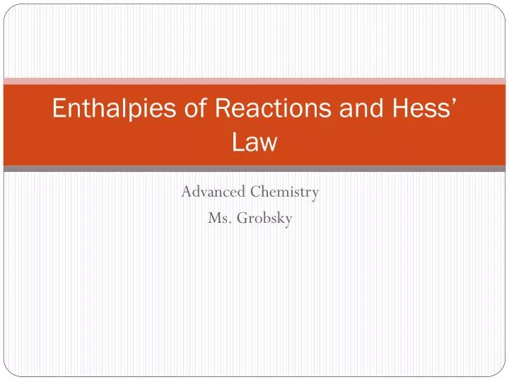 enthalpies of reactions and hess law
