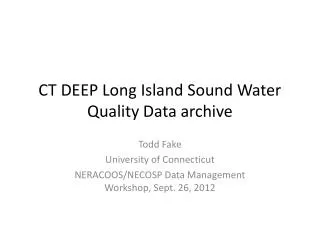 CT DEEP Long Island Sound Water Quality Data archive