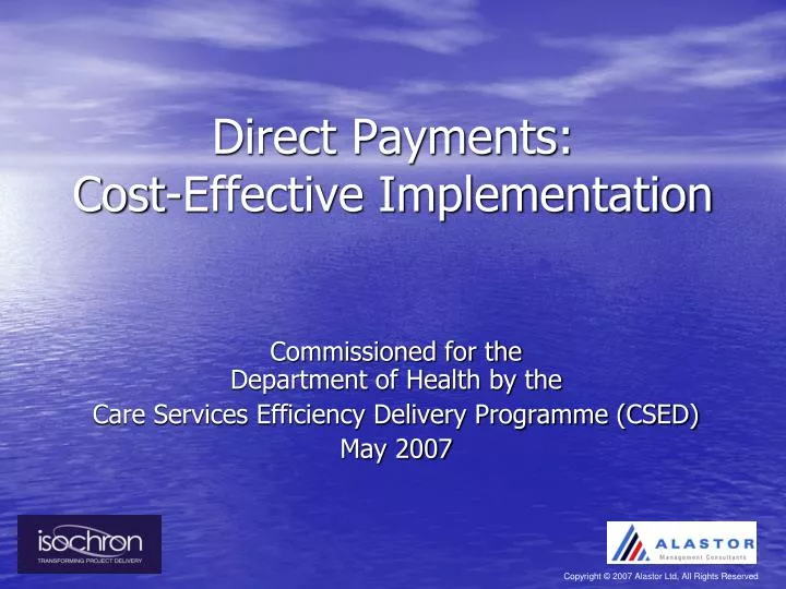 direct payments cost effective implementation