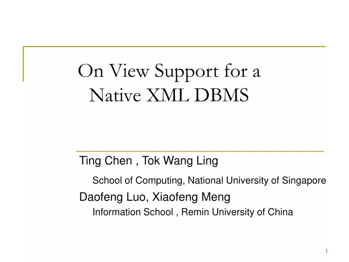 on view support for a native xml dbms