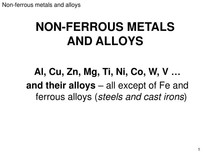 non ferrous metals and alloys